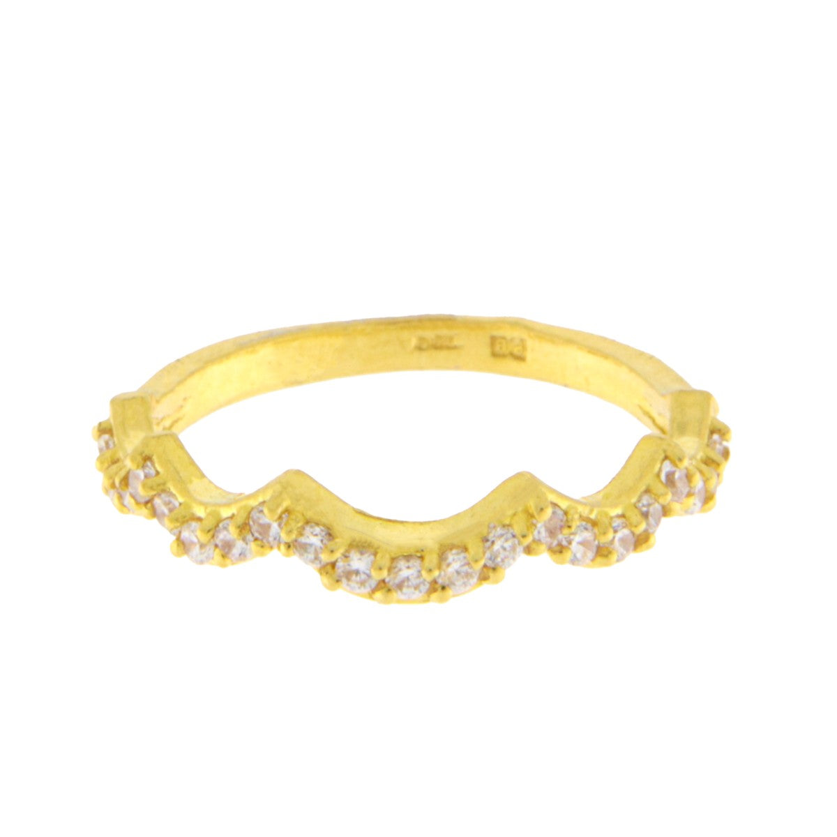 22ct Gold CZ Wishbone Ring - PB21710