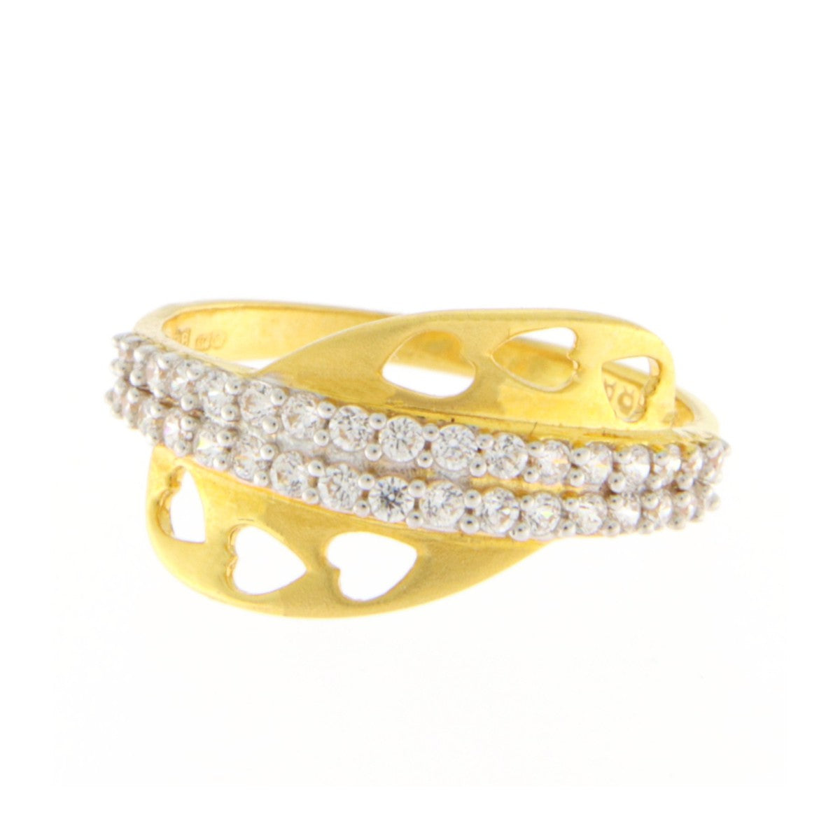 22ct Gold CZ Heart Cutout Ring - PB21714