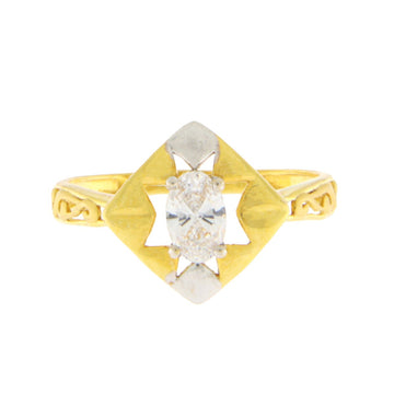 22ct Gold Two Tone CZ Oval Cut Ring - PB21715