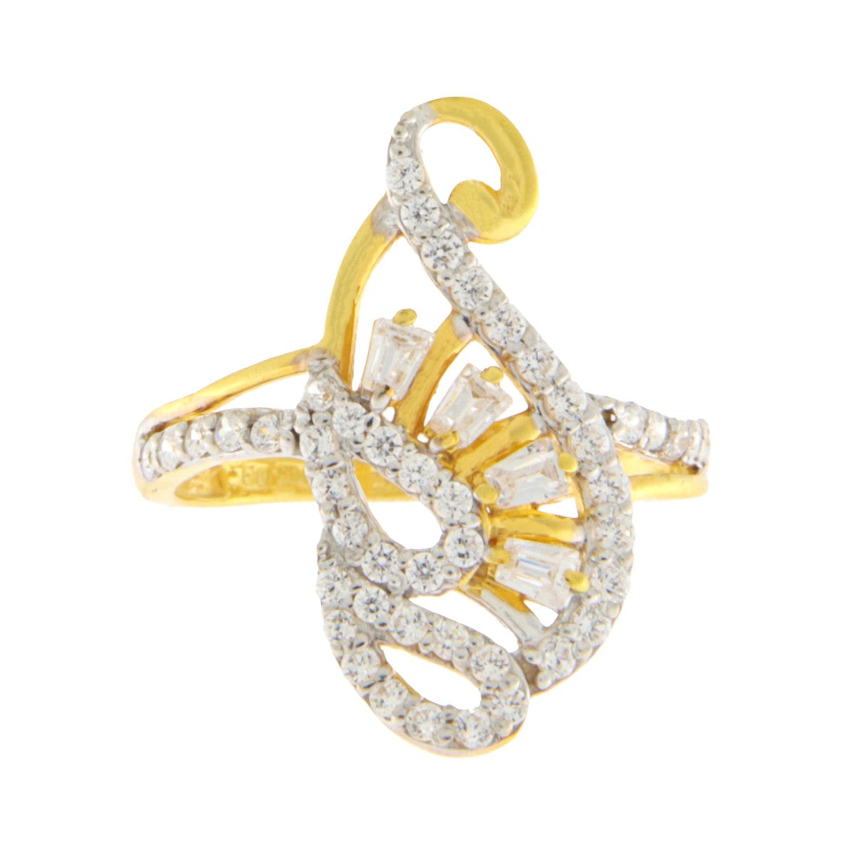 22ct Gold CZ Teardrop Cluster Ring - PB21716