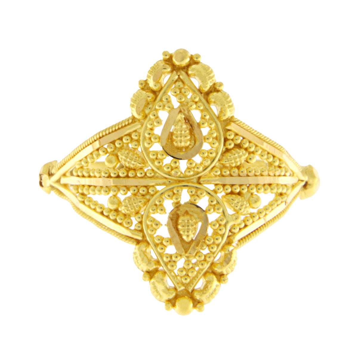 22ct Gold Double Teardrop Filigree Ring - PB21769