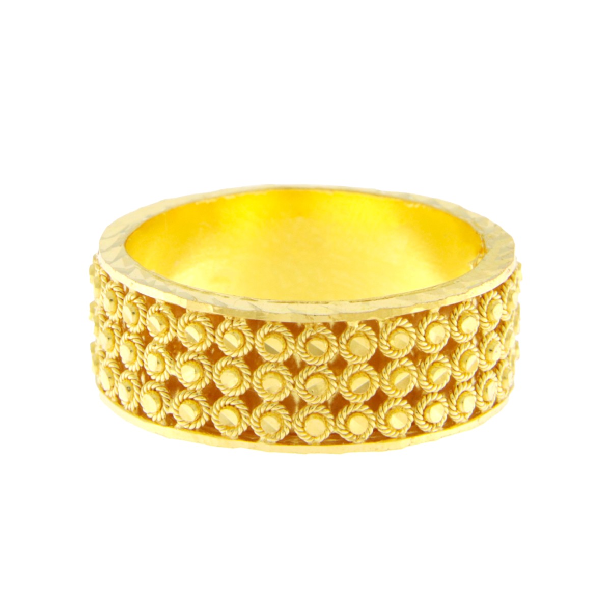 22ct Gold Textured Rope Pattern Wedding Band - PB21777