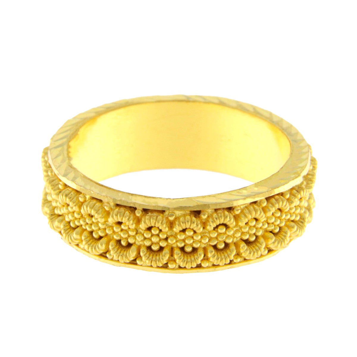 22ct Gold Floral Pattern Wedding Band - PB21778