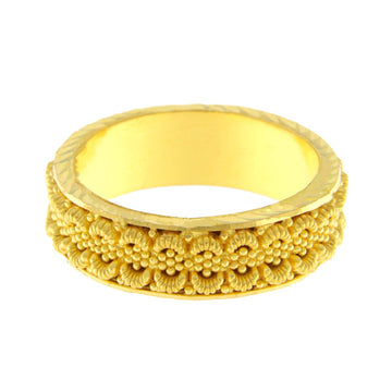 22ct Gold Floral Pattern Wedding Band - PB21778