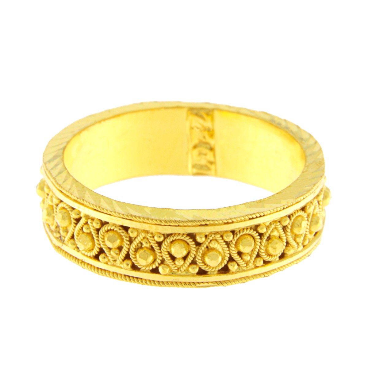 22ct Gold Rope & Bead Detail Wedding Band - PB21779