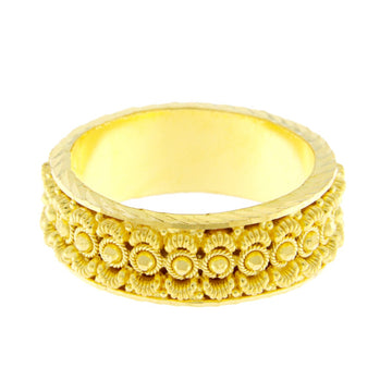 22ct Gold Floral Rope Pattern Wedding Band - PB21780