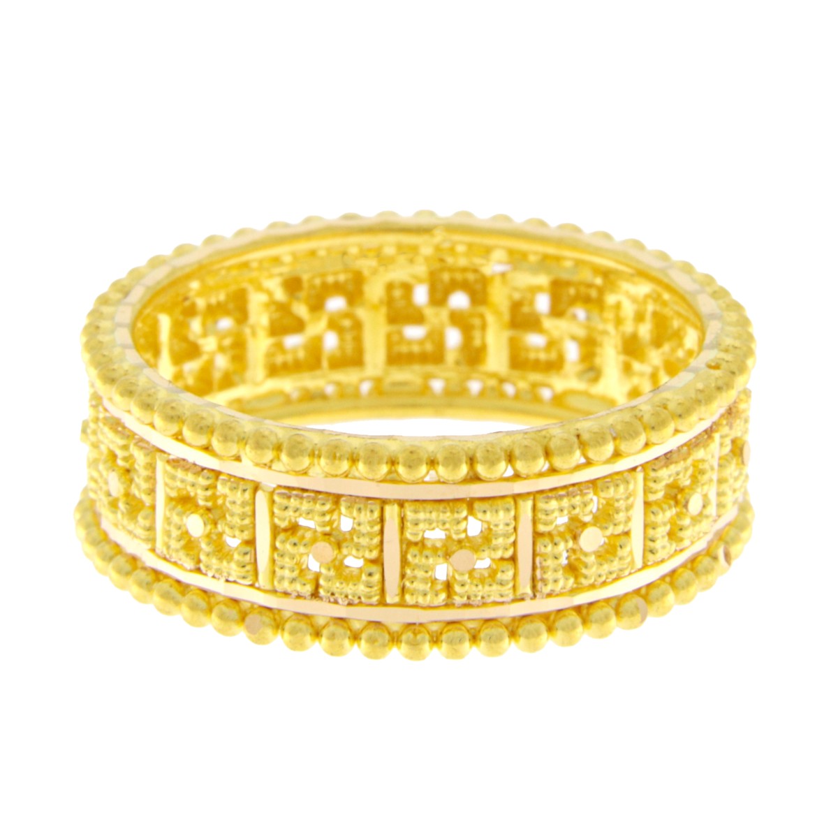 22ct Gold Geometric Pattern Wedding Band - PB21786