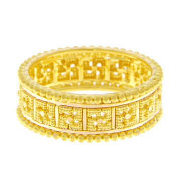 22ct Gold Geometric Pattern Wedding Band - PB21786