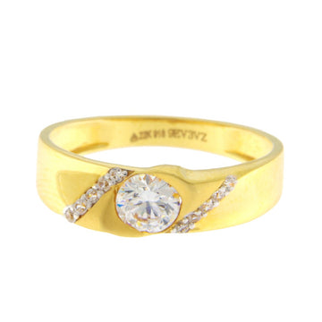 22ct Gold Ring with Sparkling Solitaire and CZ Accents - PB21803