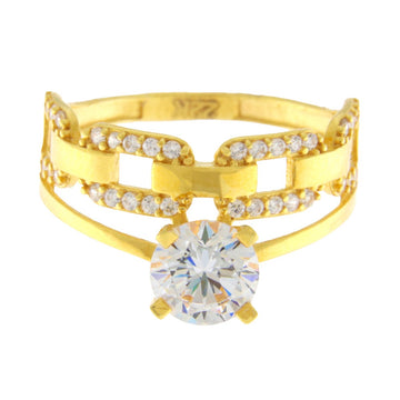 22ct Gold Solitaire Ring with Chain-Link Design - PB21809