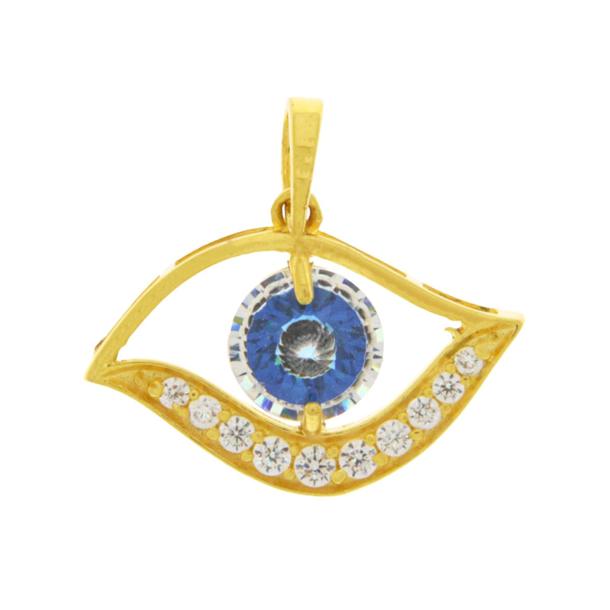 22ct Gold Openwork Evil Eye Pendant with CZ - A121823