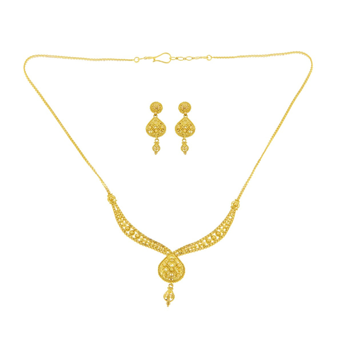 22ct Gold Filigree Necklace Set with Earrings - PB21840