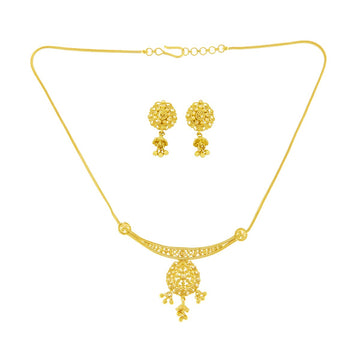 22ct Gold Filigree Necklace Set with Drop Earrings - PB21841