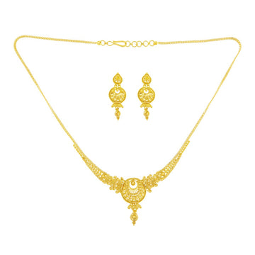 22ct Gold Filigree Necklace Set with Circular Pendant - PB21843