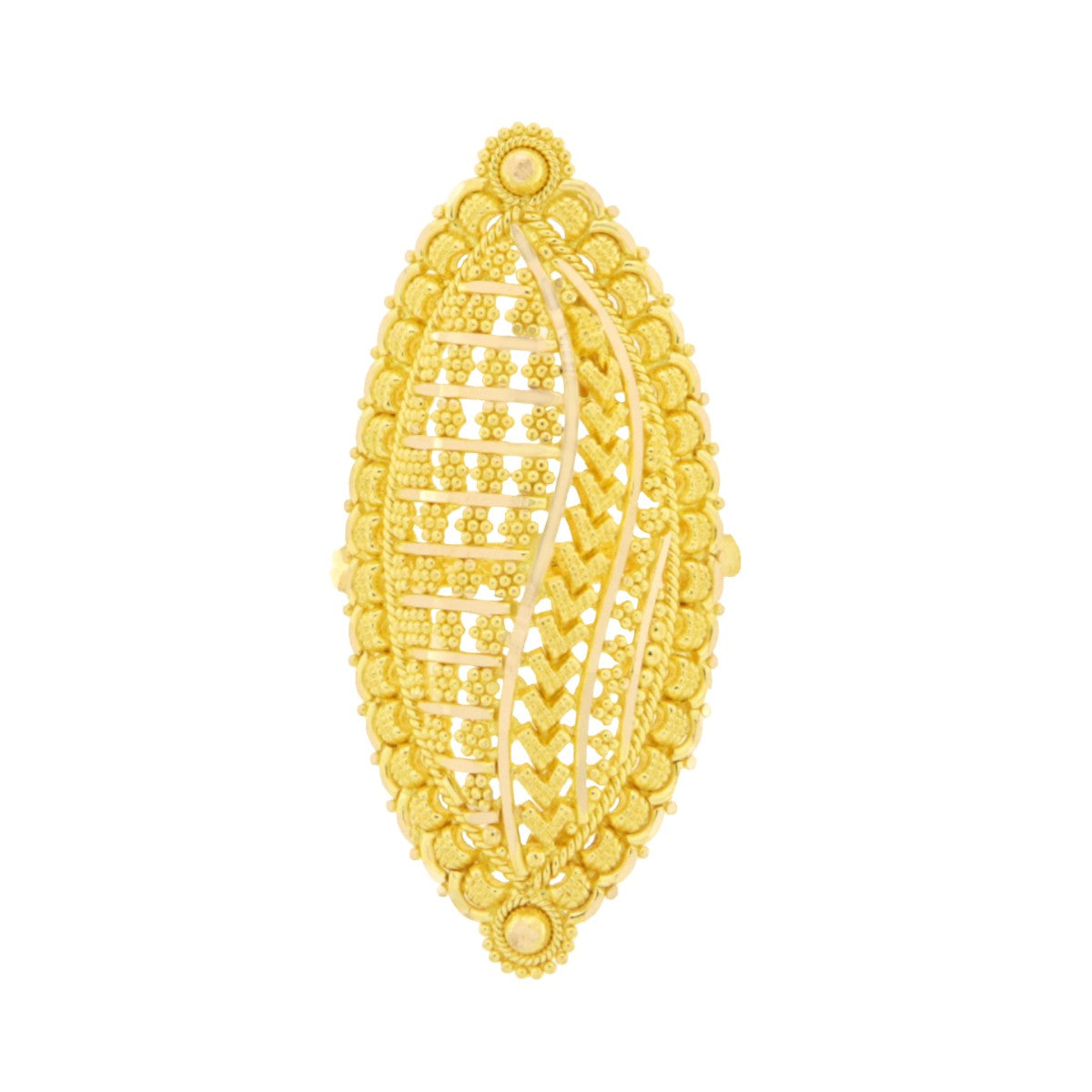 22ct Gold Marquise Leaf Filigree Ring - A121916