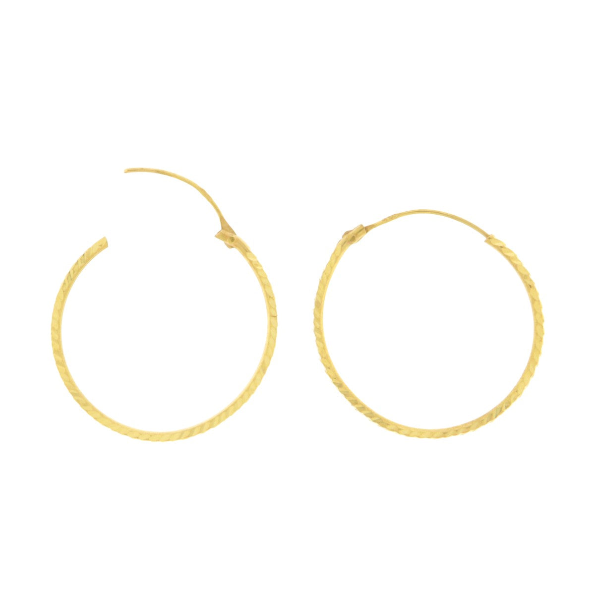 22ct Gold Textured Small Hoop Earrings - A121926