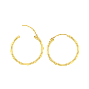 22ct Gold Faceted Small Hoop Earrings - A121929