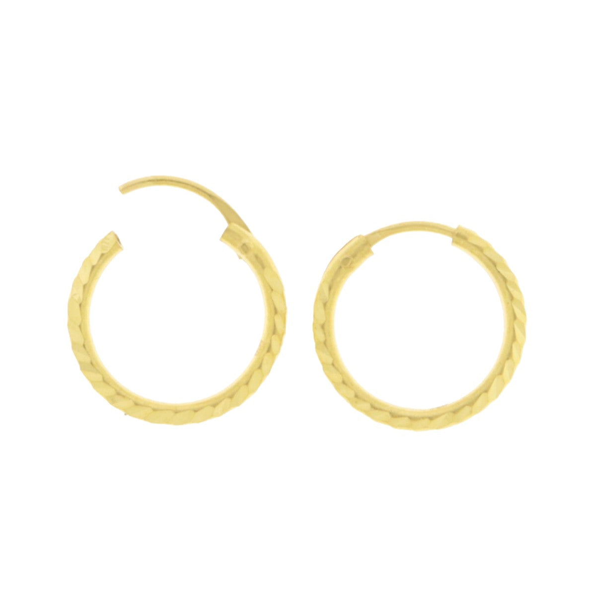 22ct Gold Textured Huggie Hoop Earrings - A121931