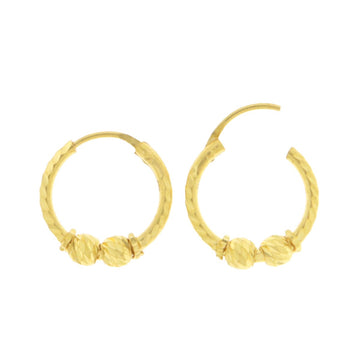 22ct Gold Beaded Huggie Hoop Earrings - A121933
