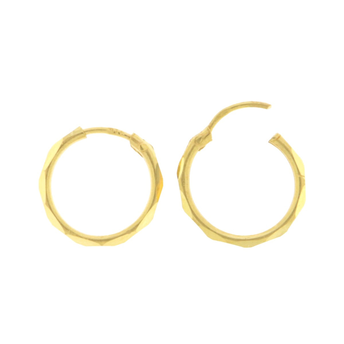 22ct Gold Faceted Huggie Hoop Earrings - A121936