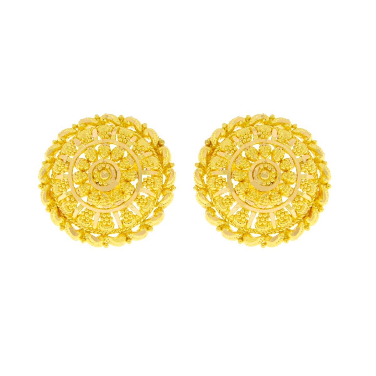 22ct Gold Filigree Floral Stud Earrings - A121971