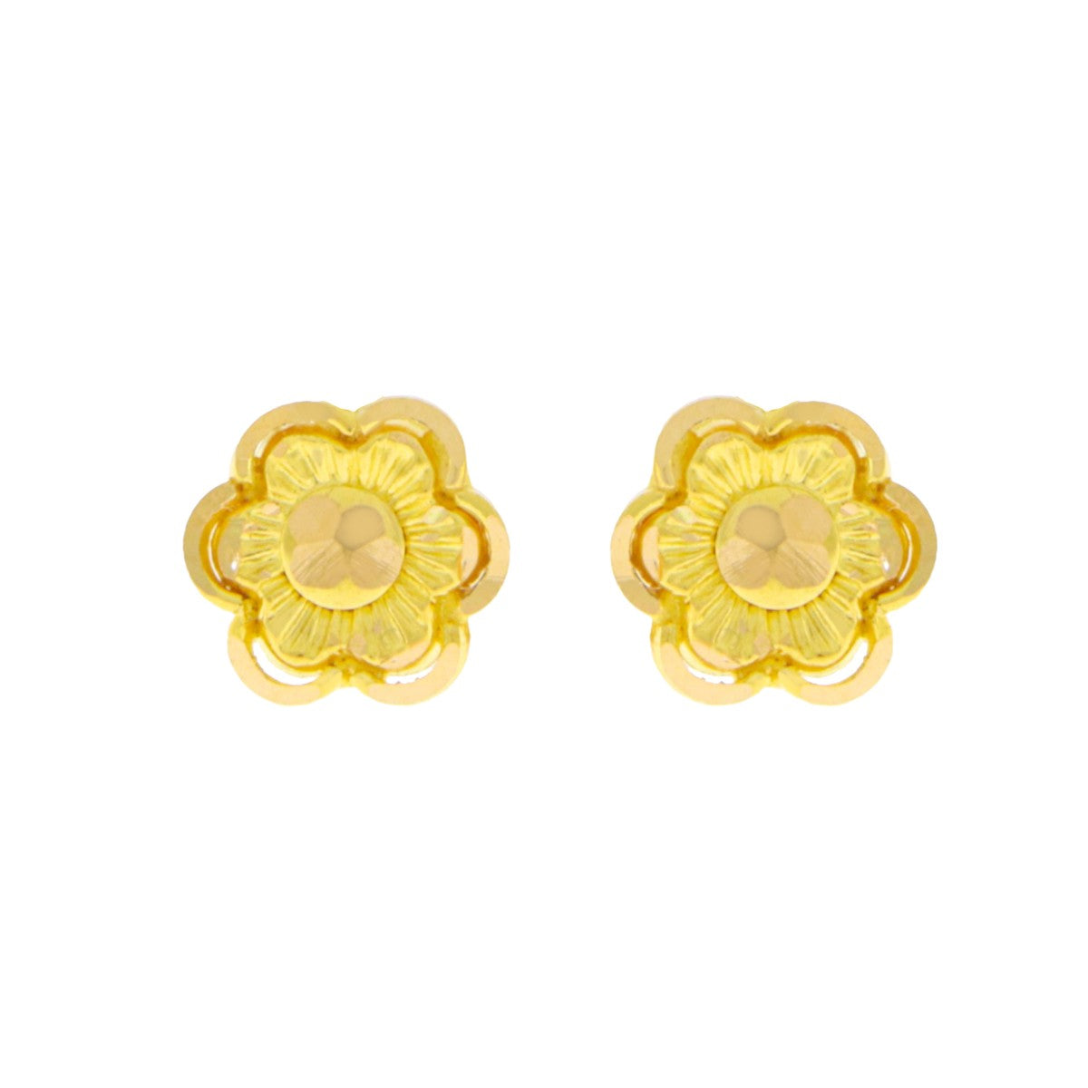 22ct Gold Petal Design Stud Earrings - A121980