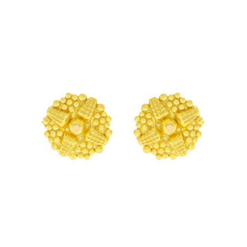22ct Gold Textured Floral Stud Earrings - A121982