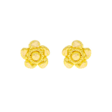 22ct Gold Rope Detail Floral Stud Earrings - A121986