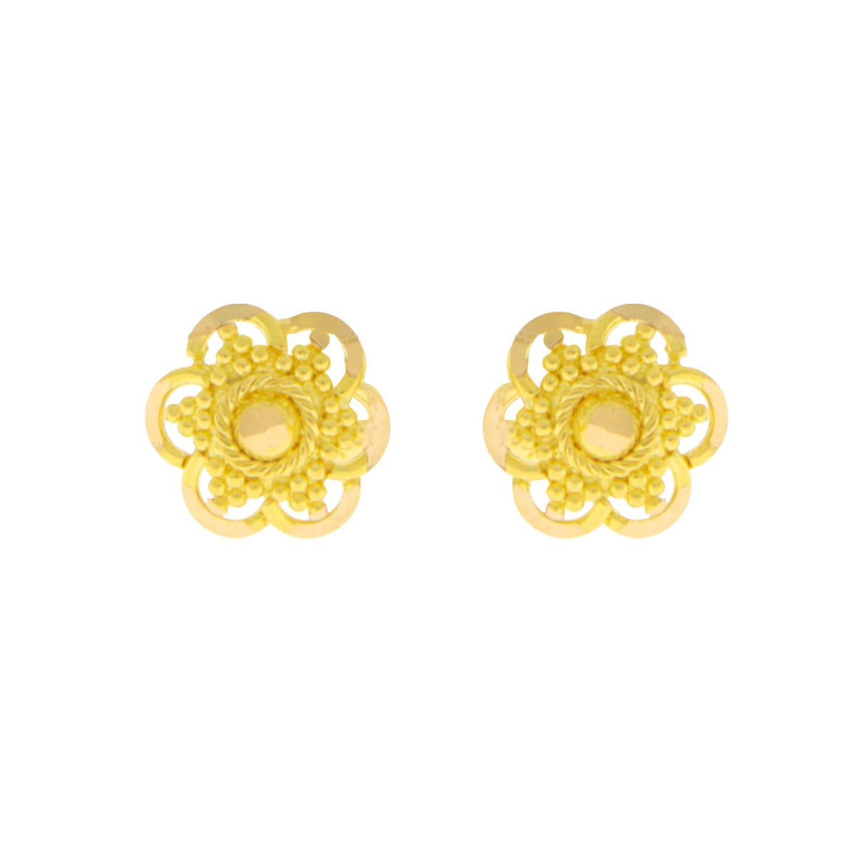 22ct Gold Floral Filigree Stud Earrings - A121991