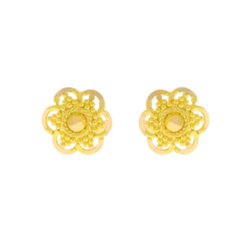 22ct Gold Floral Filigree Stud Earrings - A121991