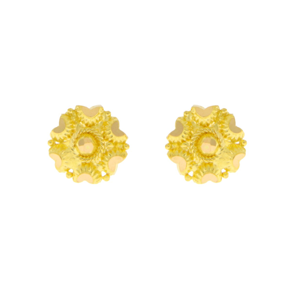 22ct Gold Ornate Floral Stud Earrings - A121993