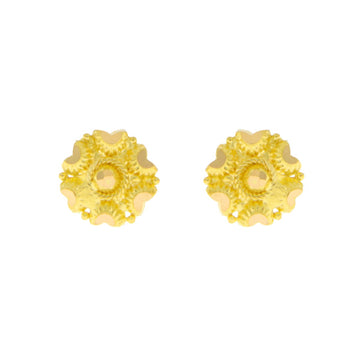22ct Gold Ornate Floral Stud Earrings - A121993