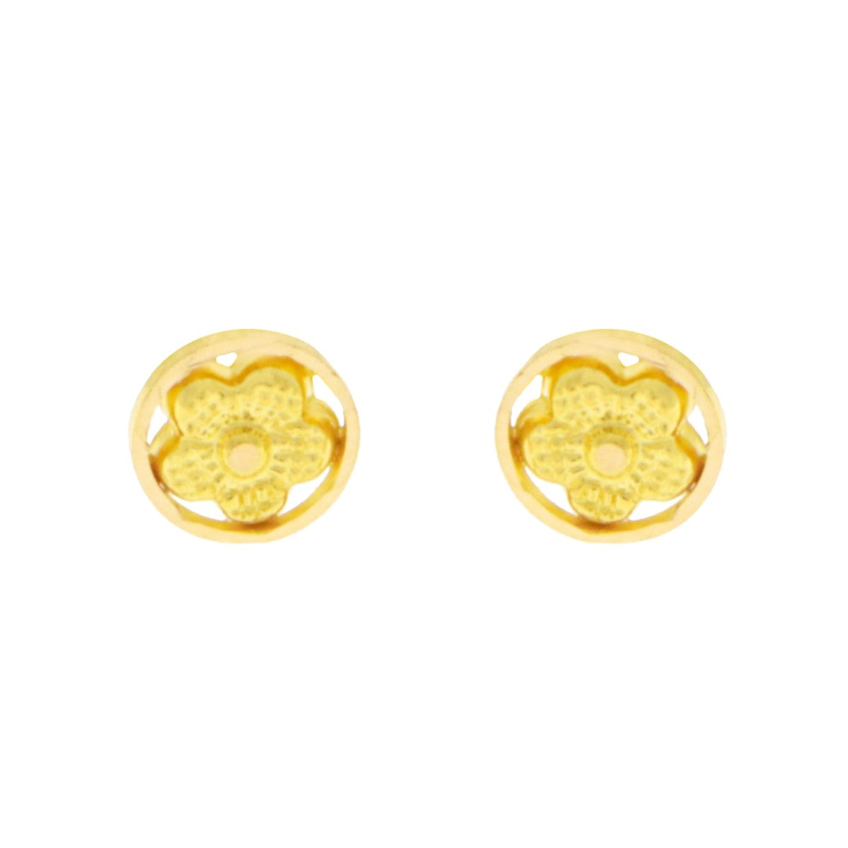 22ct Gold Circular Floral Stud Earrings - A122005