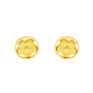 22ct Gold Circular Floral Stud Earrings - A122005