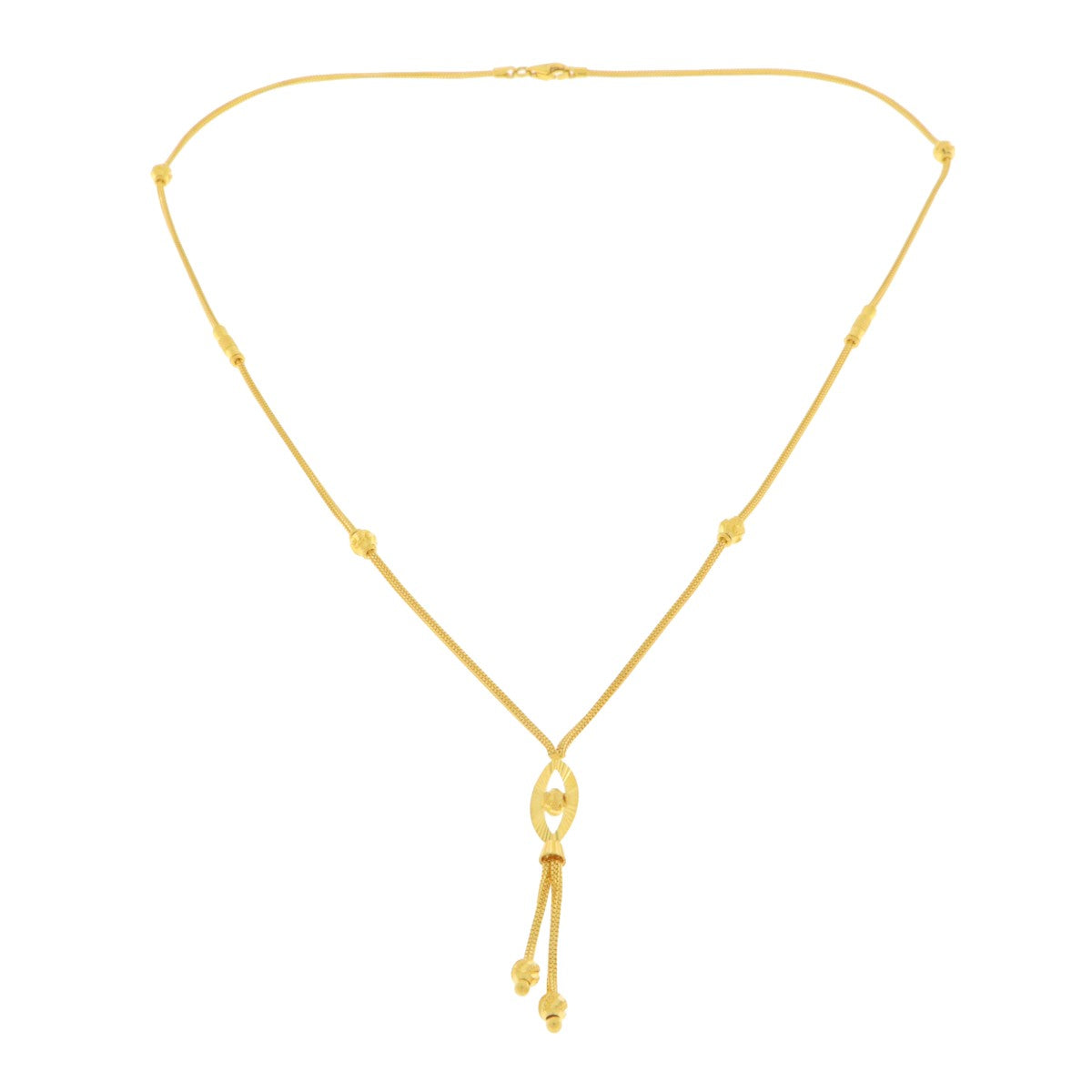22ct Gold Beaded Drop Pendant Necklace - A122007