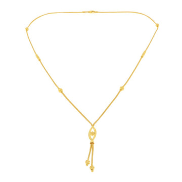22ct Gold Beaded Drop Pendant Necklace - A122007