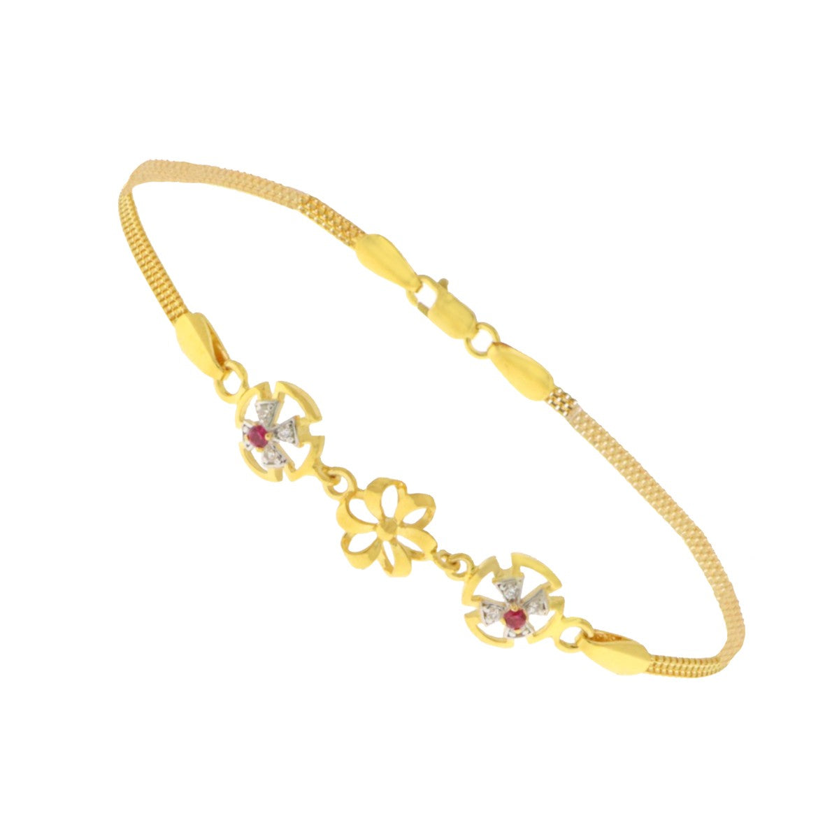 22ct Gold CZ Floral Bracelet - A122184