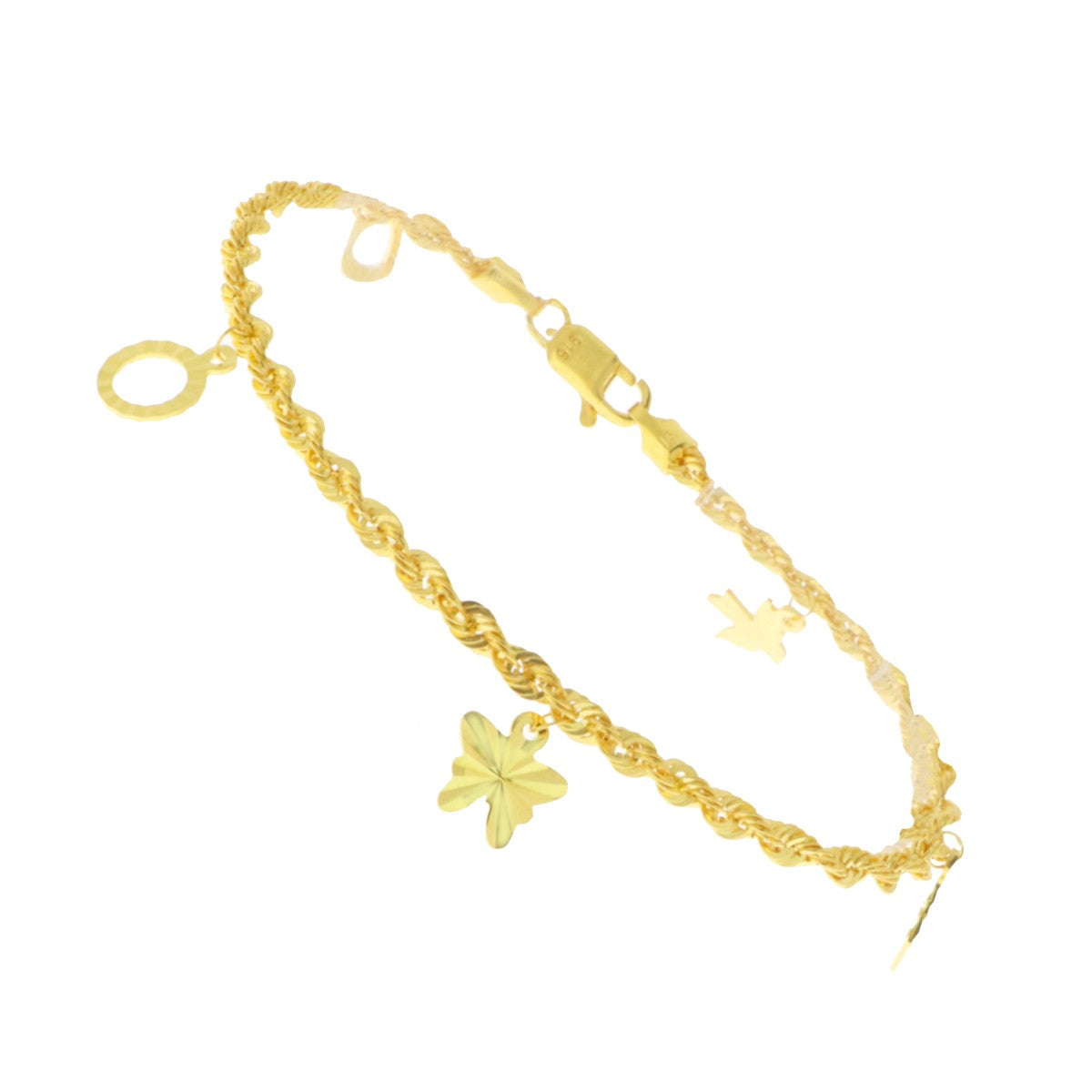22ct Gold Charm Hollow Rope Bracelet - A122195
