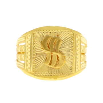 22ct Gold Initial S Gents Ring - A122206