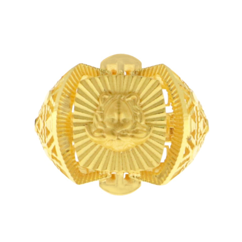22ct Gold Tiger Head Gents Ring - A122207