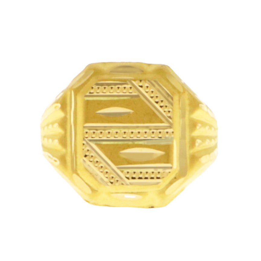 22ct Gold Geometric Gents Ring - A122208
