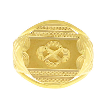 22ct Gold Rectangular Engraved Gents Ring - A122211