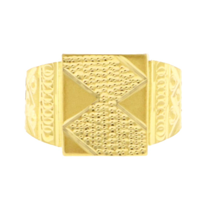 22ct Gold Textured Rectangular Gents Ring - A122212