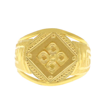 22ct Gold Square Engraved Gents Ring - A122214