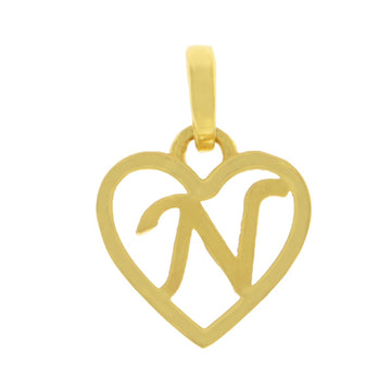 22ct Gold Open Heart Pendant with Letter N - A122231