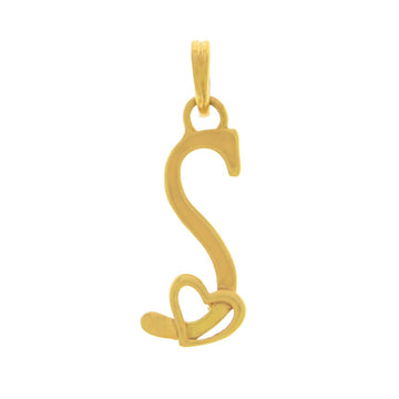 22ct Gold Letter S Pendant with Heart Design - A122234