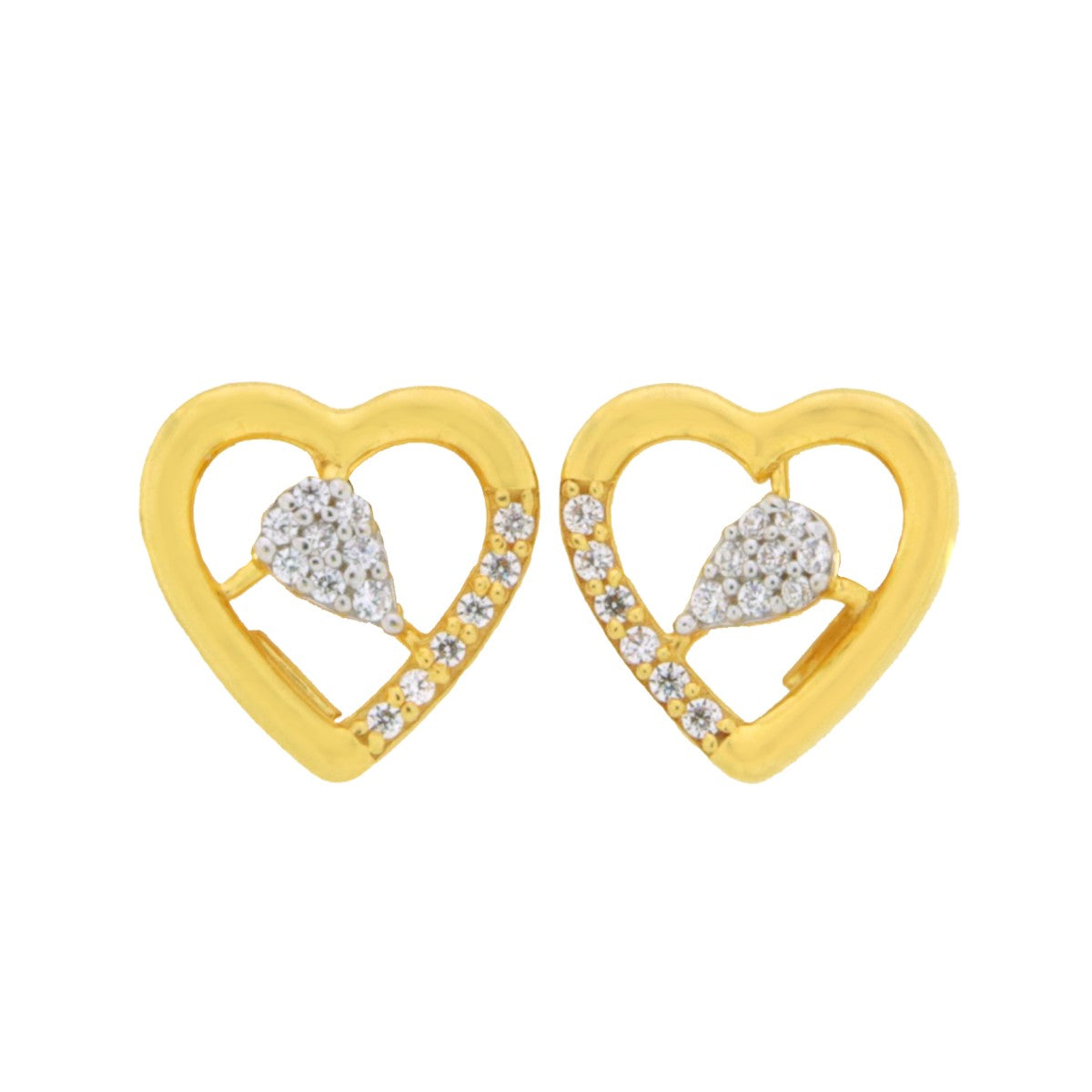 22ct Gold Heart and Teardrop Earrings - A122276