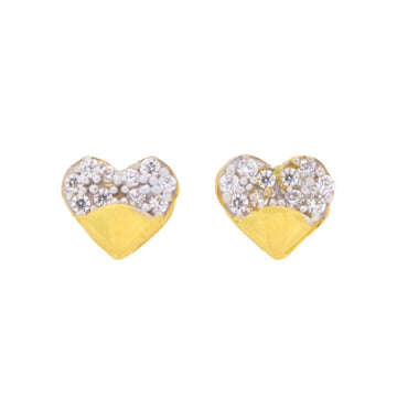 22ct Gold Diamond Cut Heart Stud Earrings - A122277