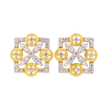 22ct Gold Geometric Floral Stud Earrings - A122279