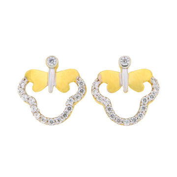 22ct Gold Butterfly and Heart Stud Earrings - A122280